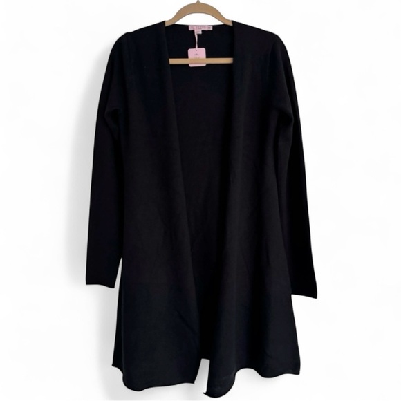 NWT Calypso St. Barth Black Cashmere Cardigan Open Front Longline Sweater Medium - Picture 1 of 7